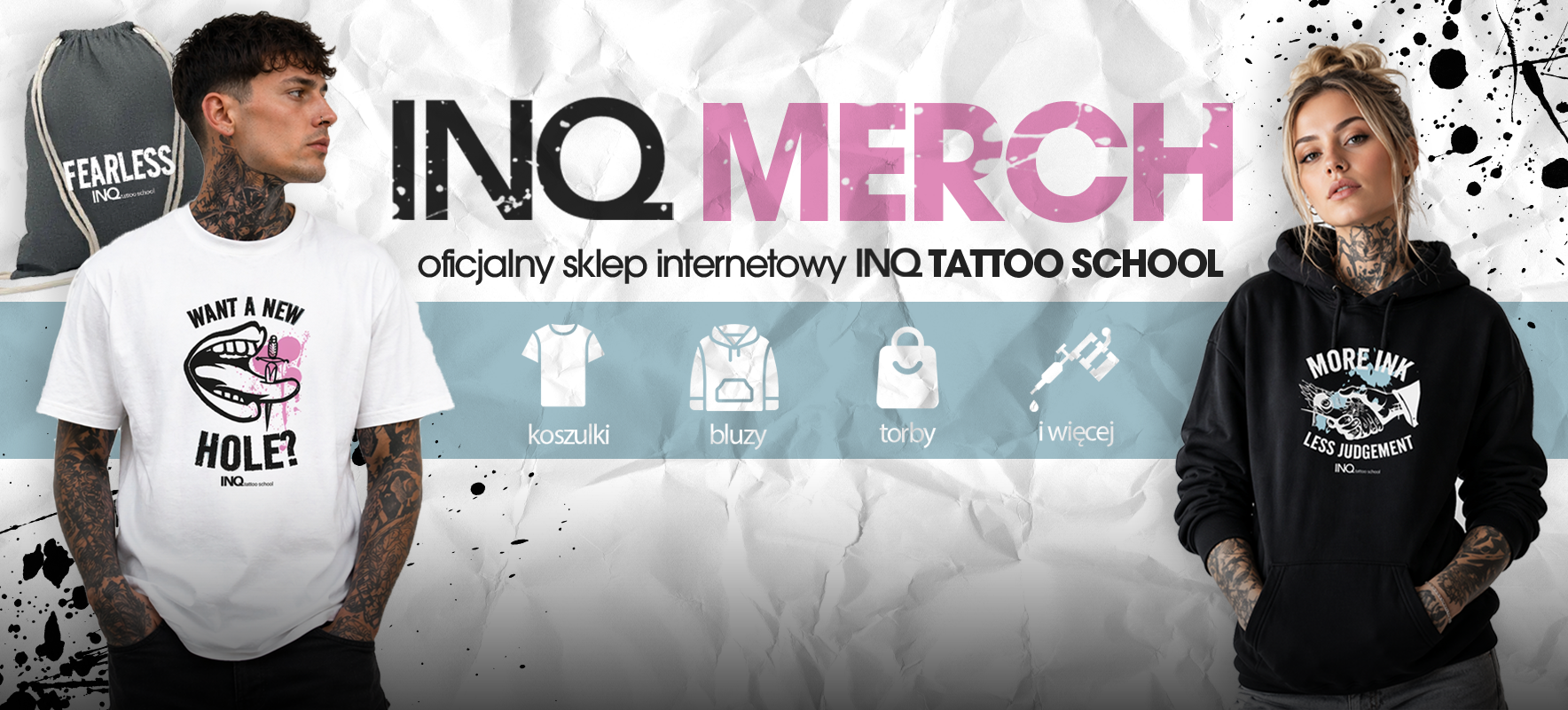 Grafika przedstawiająca oficjalny merch inq tattoo school